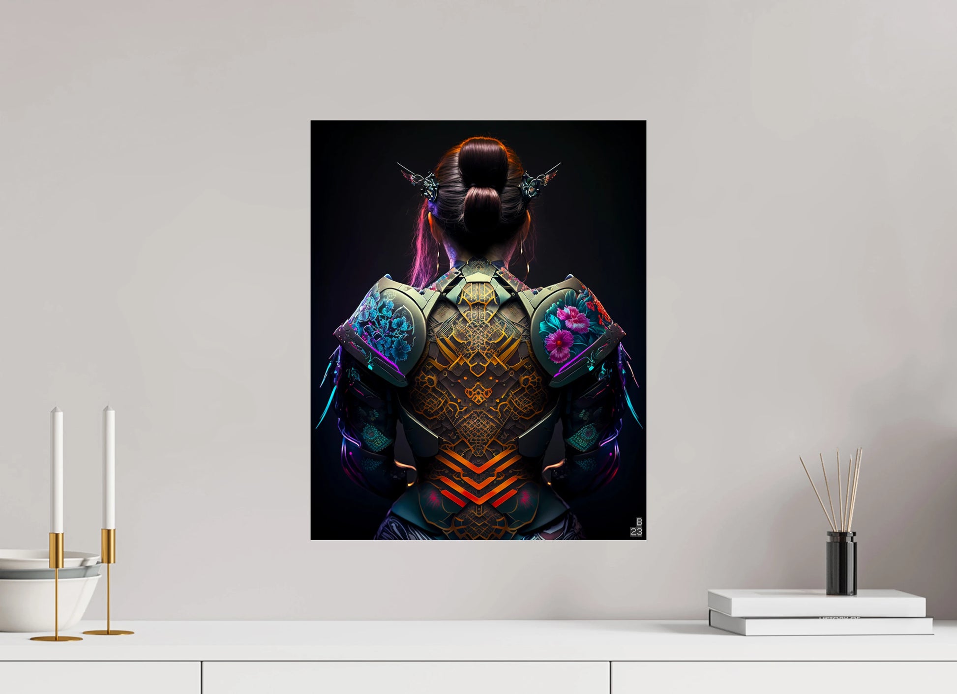 Mirai-3 Art Print by Thierry Bézier - Futuristic Samurai Armor B23 Design
